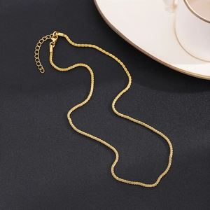 Golden stainless steel twisted rope chain necklace with adjustable lobster clasp