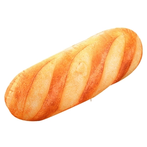 Realistischer Baguette-Plüschkissenbezug mit 3D-Brothextur auf weißem Hintergrund