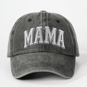 Washed Fabric Baseball Cap With MAMA Letter Embroidery Adjustable Outdoor Sun Protection Vintage Casual Style For Women