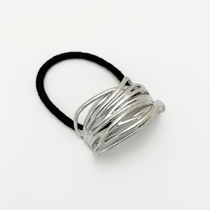 U-shaped alloy hair tie with irregular silver metal ornament for high ponytail styling