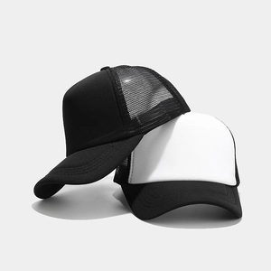 Outdoor sport mesh trucker hats in solid black and black-white contrast colors