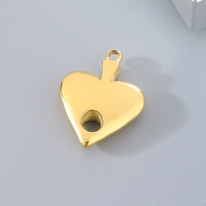 Polished gold stainless steel hollow heart-shaped pendant for DIY jewelry making