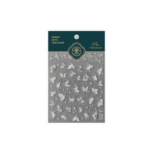 3D embossed white butterfly and daisy nail art stickers with 5D star relief TL-052