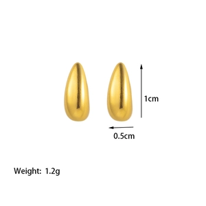 Minimalist golden teardrop earrings in matte stainless steel, 18k gold plated jewelry