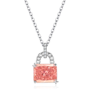 Sparkling orange cushion cut high carbon diamond pendant with silver necklace chain