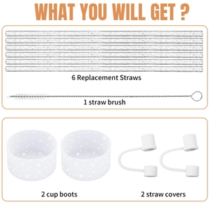 Glittering white Stanley cup accessory kit with straws, brush, boots and dust covers