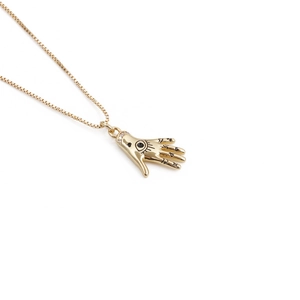 Collana con mano di Fatima dorata e ciondolo occhio su catena veneziana
