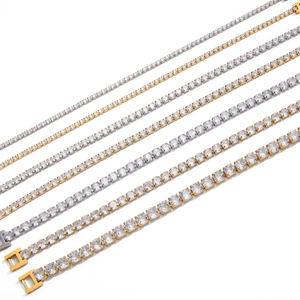 Bracciali tennis classici in acciaio inossidabile con zirconi tondi in oro e argento