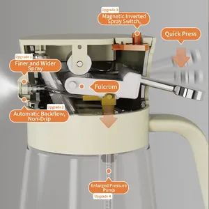 Dual-use glass oil sprayer for cooking with magnetic suction and wide mist nozzle