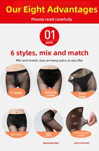 Detail showing T-crotch, butterfly gusset and free cut options for sheer tights