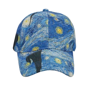 Structured hard-top baseball cap featuring Van Gogh's Starry Night all-over art print
