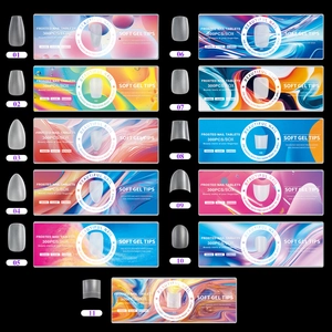 Matrix display of 11 matte soft gel nail shapes in 15 sizes and 300 pieces set