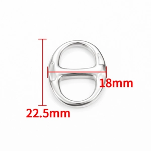 Polished silver stainless steel oval buckle pendant 18mm by 22.5mm jewelry accessory