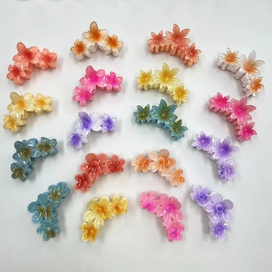 Griglia di 16 mollette per capelli a fiori di frangipane in vari colori gelatina