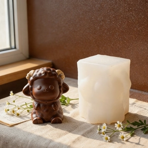 Lamb silicone mold for DIY Easter candles and resin crafts with cute sheep design