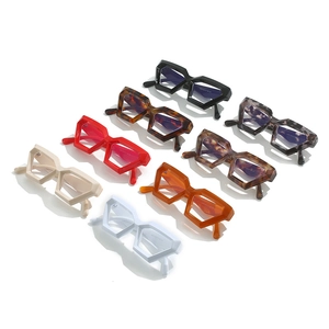 Chic irregular geometric eyeglass frames in seven colors with anti-blue light lenses