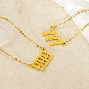 Golden matte stainless steel number necklace with frosted 222 and 444 digital pendants