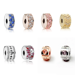 Breloques En Alliage Cœur Étoile Strass Clip De Verrouillage Perles D'Espacement Pour Bracelet Bijoux Bricolage Femmes