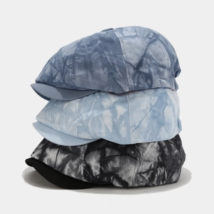 Vintage Tie-Dye Newsboy Cap Retro Achteckiger Hut Baumwolle Segeltuch Baskenmütze Für Herren Damen Streetwear Sonnenschutz