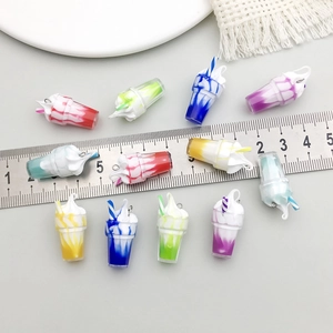 Colorful resin ice cream drink cup charms for DIY jewelry making with mini hooks