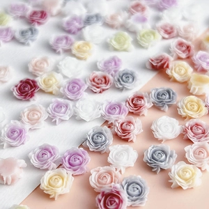 Nail Art Roses Resin Flower Charms Mixed Colors Retro Style DIY Manicure Decoration Accessories Floral Design