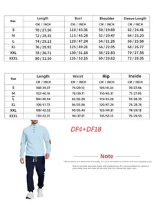 Detailed size chart for men's high neck jacquard sweatshirt and pants set in CM and INCH
