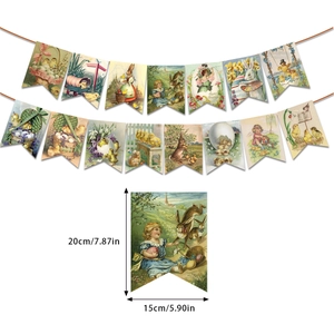 Detailed size view of vintage Easter banners showing 15x20cm dimensions and retro patterns