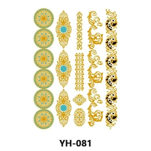 Bohemian gold and turquoise metallic temporary tattoos featuring mandala and filigree designs