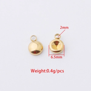 Golden 6.5mm stainless steel birthstone charm settings for DIY jewelry making
