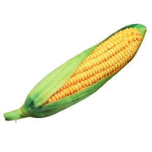 Golden yellow corn plush pillow with green husk, realistic 3D vegetable plush toy cushion
