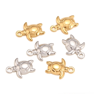 Polished stainless steel sea turtle charms in gold and silver for DIY jewelry making