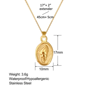 Collana con conchiglia in acciaio inossidabile dorato, impermeabile e anallergica