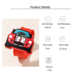 Detailed specs of the red car cartoon slap watch showing size 21.8cm length and 4.8cm dial