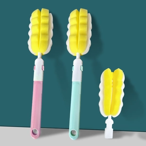 Long Handle Cup Brush Soft Sponge Scrubber Cleaning Tool For Baby Bottles And Thermos Mugs Kitchen Household