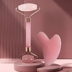 Facial Roller And Gua Sha Tool Resin Double Head Face Massager Heart Shaped Scraping Plate Skincare Beauty Massage