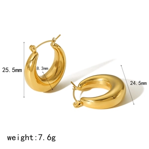 Detailed dimensions of 18k gold plated stainless steel hollow geometric hoop earrings