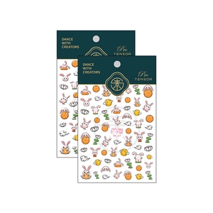 5D Mid-Autumn theme nail stickers with rabbit and moon motifs for 3D festive nail art