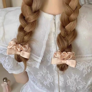 Set elastici per capelli in raso champagne elegante per acconciature francesi chic