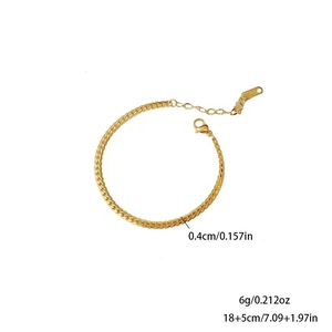 Minimalist 18k gold plated flat snake chain bracelet with adjustable lobster clasp closure