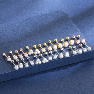 Minimalist 925 sterling silver mini pearl ear studs with screw back ball design
