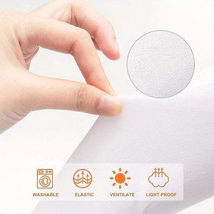 Detail showing elastic, breathable, and washable white fabric texture for UV nail gloves