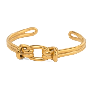 Poliertes vergoldetes Edelstahl-Armband mit zentralem Doppelknoten-Design im Schliff