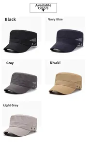 Outdoor quick-dry flat top military cap collection with breathable mesh side panels