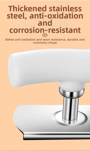 Close-up of durable thickened stainless steel cabinet handle with white round knob detail