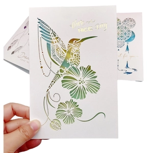 3D pop-up hummingbird and floral greeting card with laser-cut design for Mother's Day