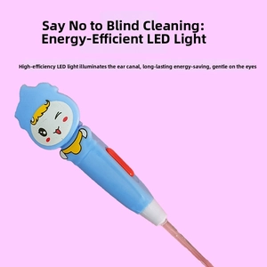 Detailansicht Baby LED Ohrenreiniger mit blauem Cartoon-Griff und hellem Licht