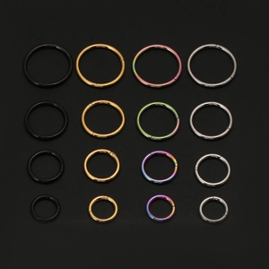 316L stainless steel seamless body piercing rings in black gold rainbow silver colors