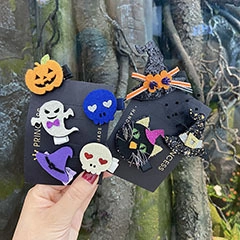 Kinder Halloween Haarklammern Set süße Kürbis Geist Totenkopf Hexenhut Haarspangen