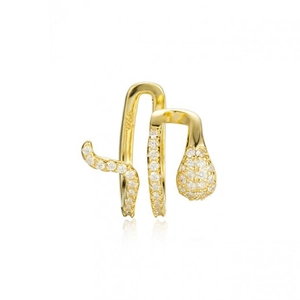 Close-up of S925 silver double-layer gold ear cuff with zircons and 925 hallmark