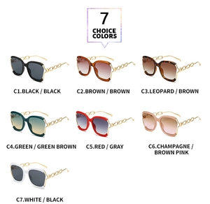Vista dettagliata di occhiali da sole fashion semi-rimless in sette varianti colore